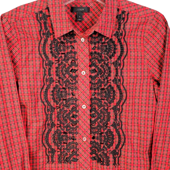 J. Crew Made in India Beaded Sequenced Checkerboard Button Up Shirt 2 - Picture 4 of 12